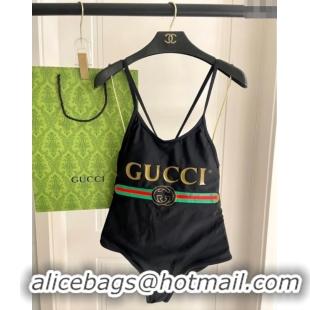 ​Top Quality Gucci One-Piece Swimwear with Web Logo 0313 Black/Green 2025