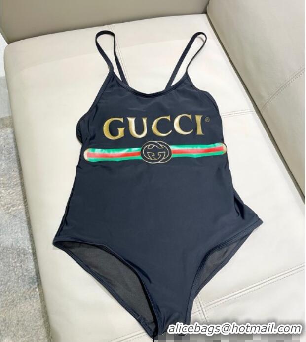 ​Top Quality Gucci One-Piece Swimwear with Web Logo 0313 Black/Green 2025