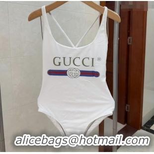 Buy Discount Gucci One-Piece Swimwear with Web Logo 0313 White 2025