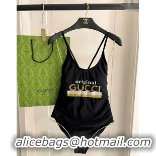 ​Buy Fashionable Gucci One-Piece Swimwear with Web Logo 0313 Black/Gold 2025