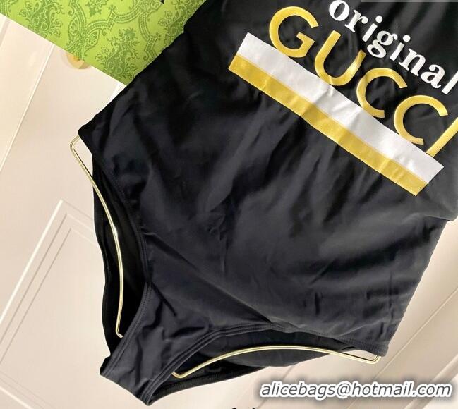 ​Buy Fashionable Gucci One-Piece Swimwear with Web Logo 0313 Black/Gold 2025