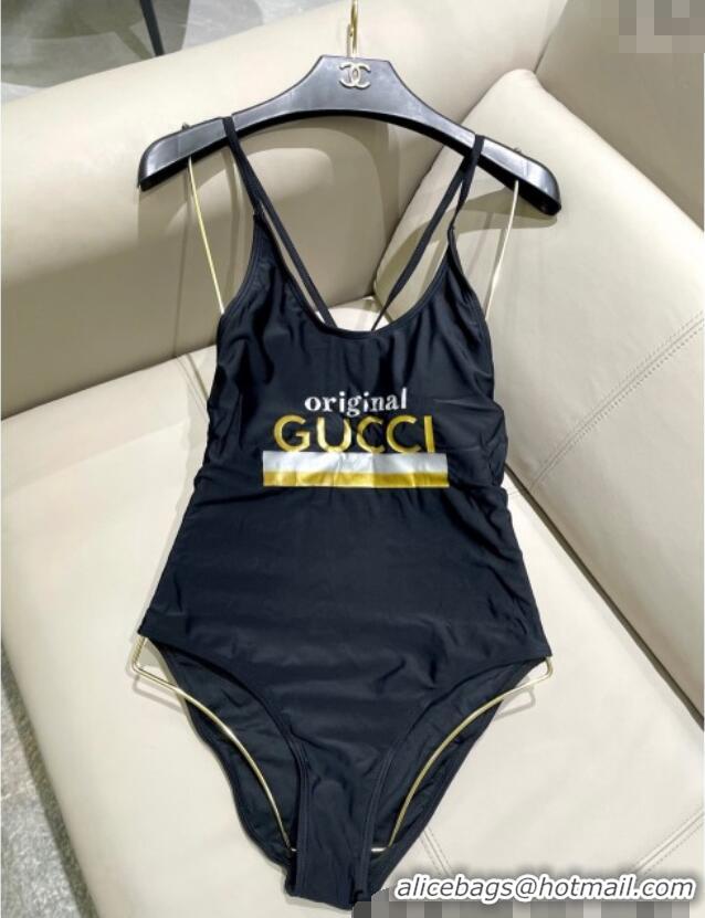 ​Buy Fashionable Gucci One-Piece Swimwear with Web Logo 0313 Black/Gold 2025