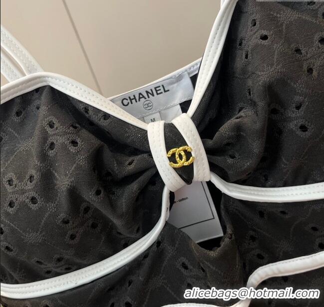 Best Quality Chanel Two-Pieces Swimwear with Openwork 0313 Black 2025