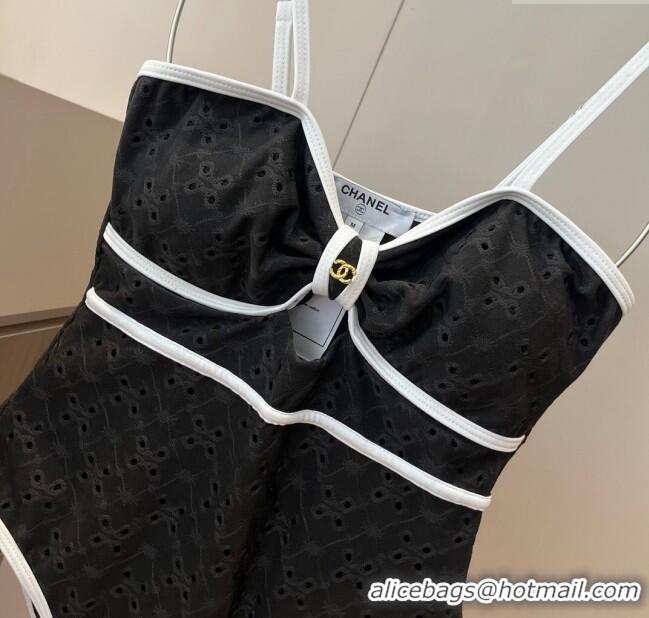 Best Quality Chanel Two-Pieces Swimwear with Openwork 0313 Black 2025