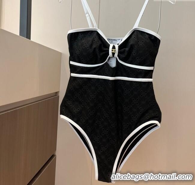 Best Quality Chanel Two-Pieces Swimwear with Openwork 0313 Black 2025