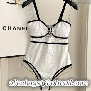 Best Design Chanel Two-Pieces Swimwear with Openwork 0313 White 2025