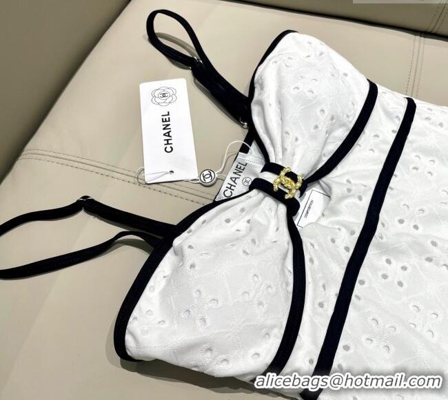 Best Design Chanel Two-Pieces Swimwear with Openwork 0313 White 2025