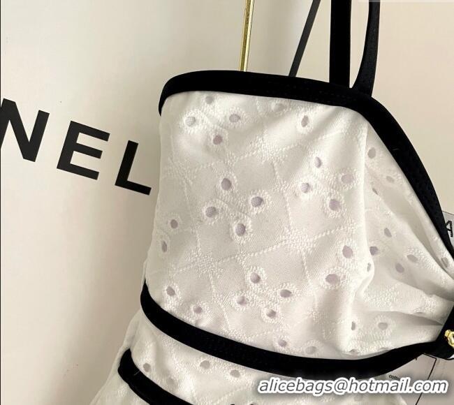 Best Design Chanel Two-Pieces Swimwear with Openwork 0313 White 2025