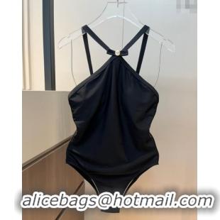 Famous Brand Versace One-Piece Swimwear with Bow V0313 Black 2025