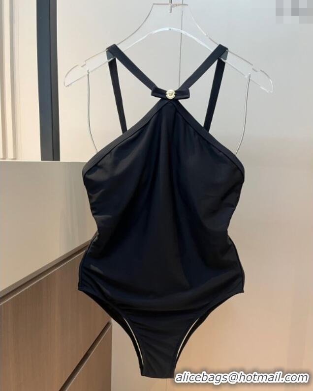 Famous Brand Versace One-Piece Swimwear with Bow V0313 Black 2025