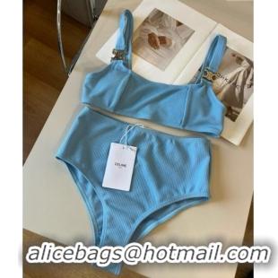 New Fashion Celine Cotton Two-Pieces Swimwear 0313 Light Blue 2025