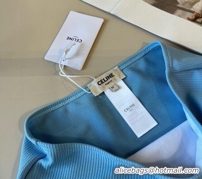 New Fashion Celine Cotton Two-Pieces Swimwear 0313 Light Blue 2025