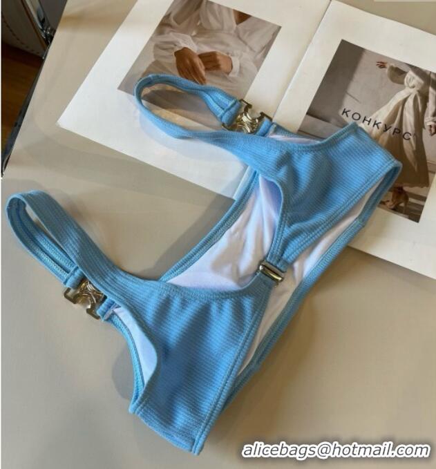 New Fashion Celine Cotton Two-Pieces Swimwear 0313 Light Blue 2025
