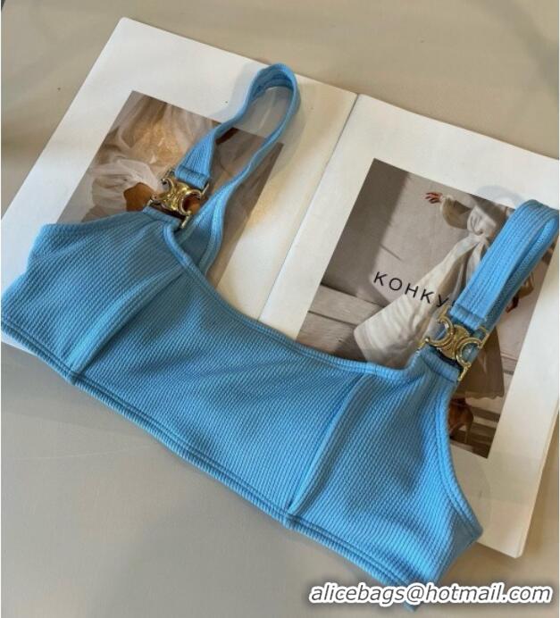 New Fashion Celine Cotton Two-Pieces Swimwear 0313 Light Blue 2025