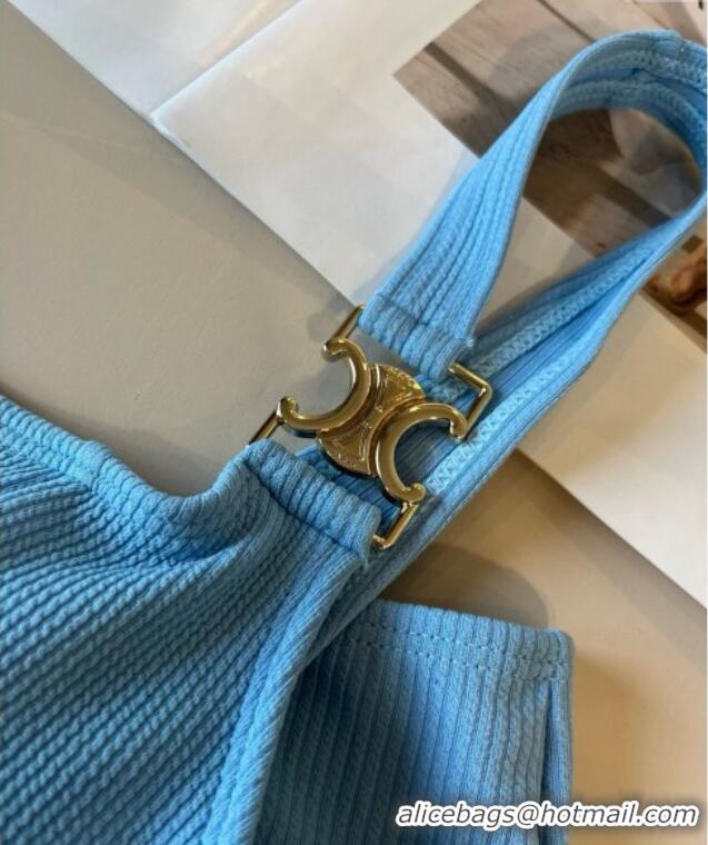 New Fashion Celine Cotton Two-Pieces Swimwear 0313 Light Blue 2025
