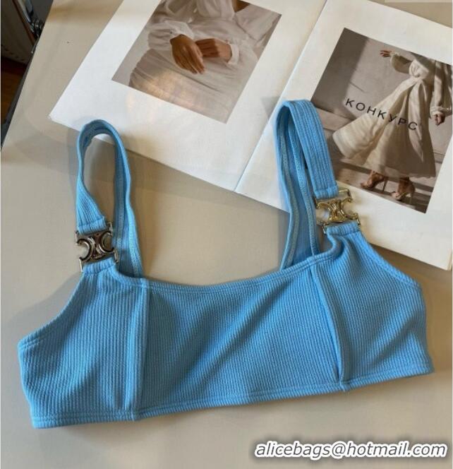 New Fashion Celine Cotton Two-Pieces Swimwear 0313 Light Blue 2025
