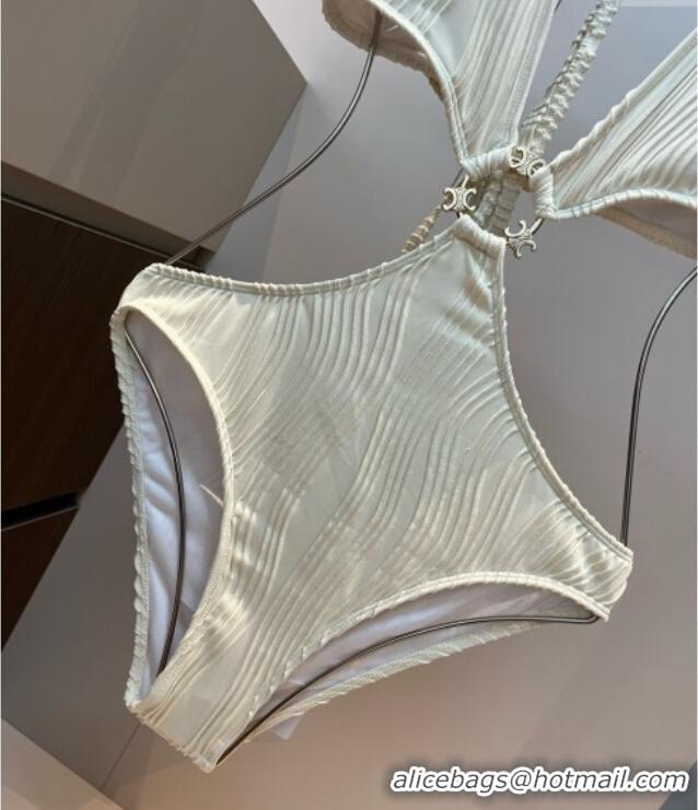 Buy Cheapest Celine Cutout One-Piece Swimwear 0313 White 2025