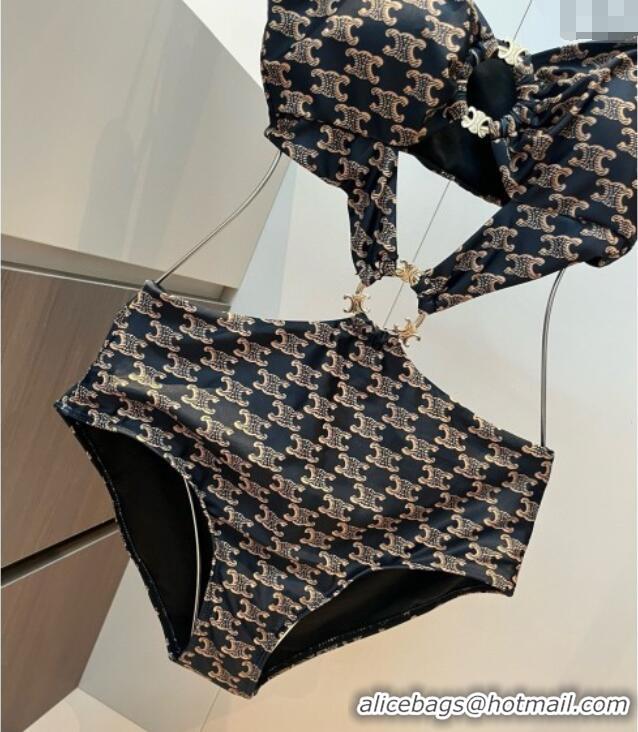 ​Well Crafted Celine Cutout One-Piece Swimwear 0313 Brown 2025