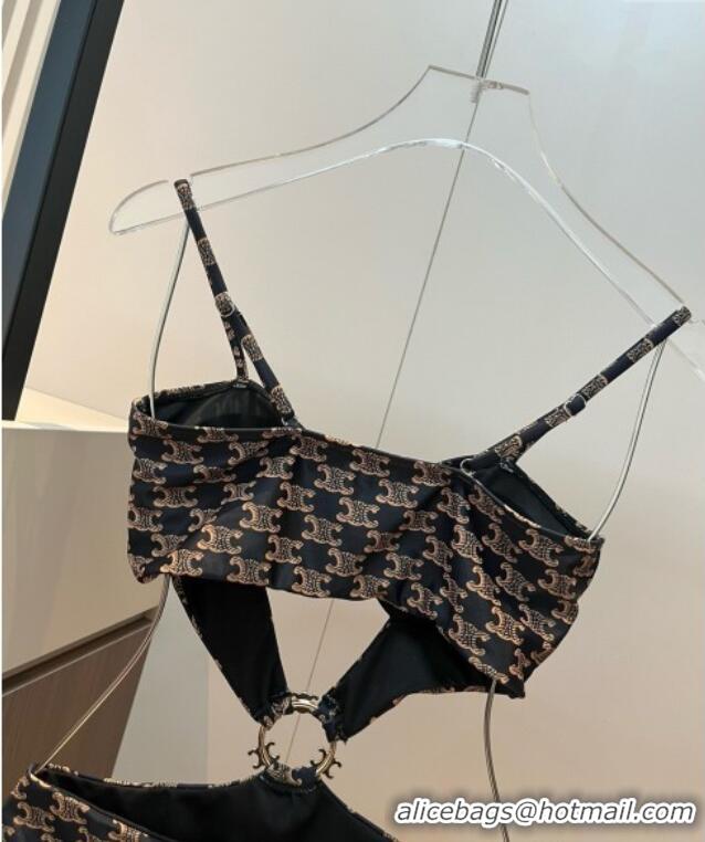 ​Well Crafted Celine Cutout One-Piece Swimwear 0313 Brown 2025