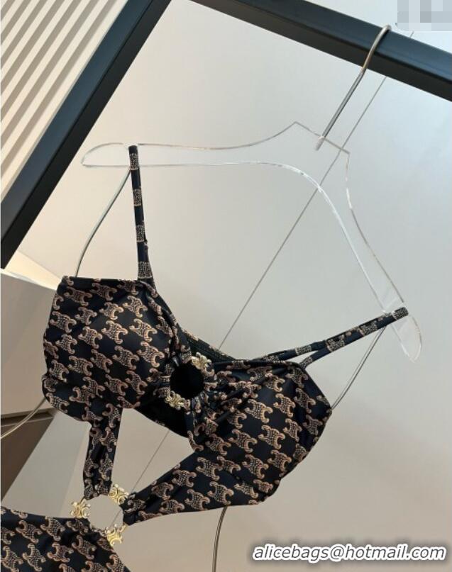 ​Well Crafted Celine Cutout One-Piece Swimwear 0313 Brown 2025