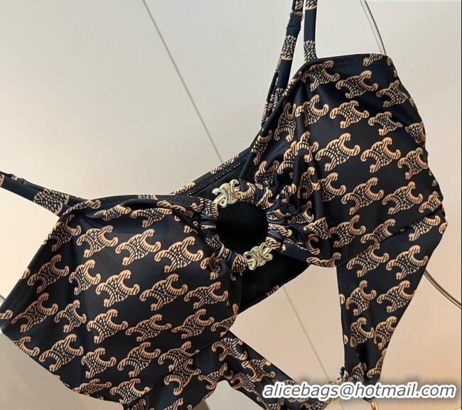 ​Well Crafted Celine Cutout One-Piece Swimwear 0313 Brown 2025