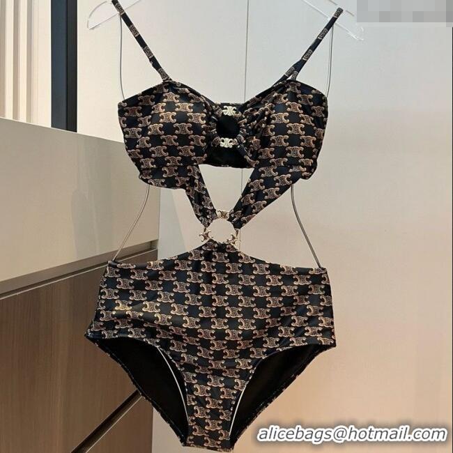 ​Well Crafted Celine Cutout One-Piece Swimwear 0313 Brown 2025