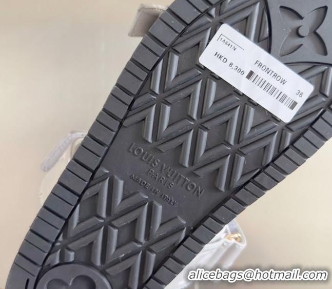 Popular Style Louis Vuitton Bom Dia Flat Comfort Slides Sandal in Leather with Buckle Light Grey 2025 1ABVNC