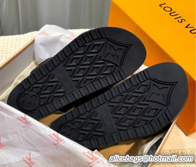 Luxury Louis Vuitton Bom Dia Comfort Slides Sandal in Leather with Studs Black 2025 1AHLOQ