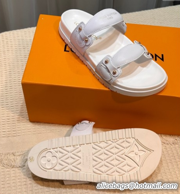 Good Product Louis Vuitton Bom Dia Comfort Slides Sandal in Leather with Studs White 2025 1AHLOQ 