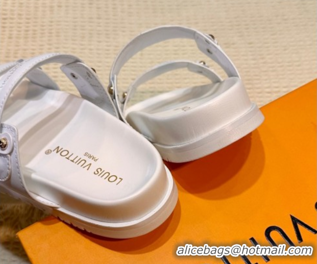 Good Product Louis Vuitton Bom Dia Comfort Slides Sandal in Leather with Studs White 2025 1AHLOQ 
