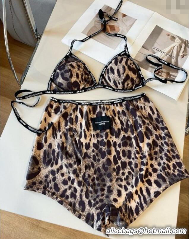 Promotional Dolce & Gabbana Leopard Print Two-Pieces Swimwear 13111 Brown 2025