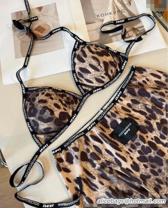 Promotional Dolce & Gabbana Leopard Print Two-Pieces Swimwear 13111 Brown 2025