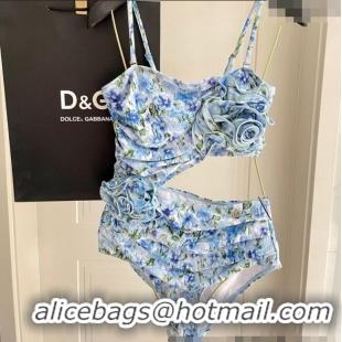 ​Low Cost Dolce & Gabbana One-Piece Swimwear with Bloom 0313 Blue 2025