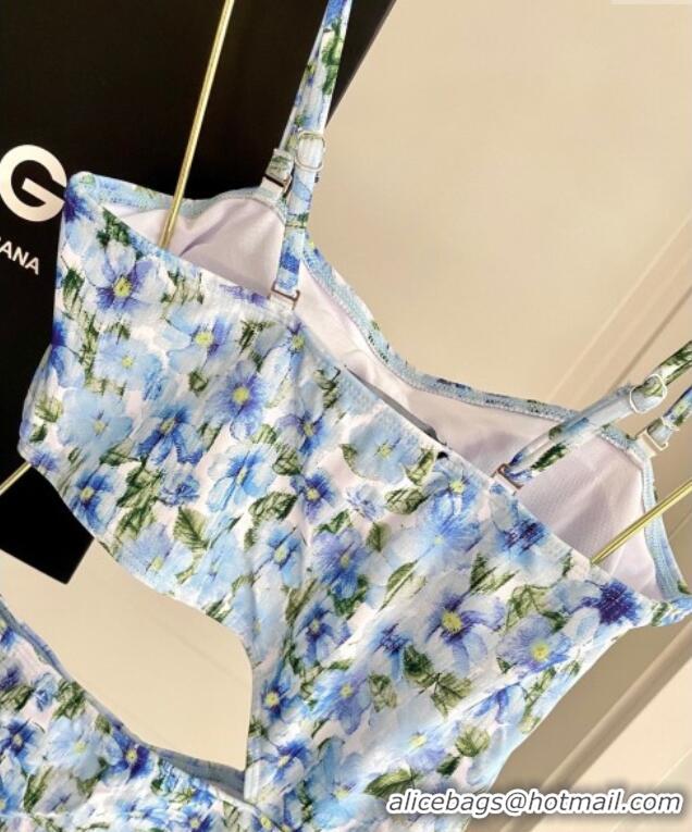 ​Low Cost Dolce & Gabbana One-Piece Swimwear with Bloom 0313 Blue 2025