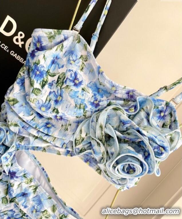 ​Low Cost Dolce & Gabbana One-Piece Swimwear with Bloom 0313 Blue 2025