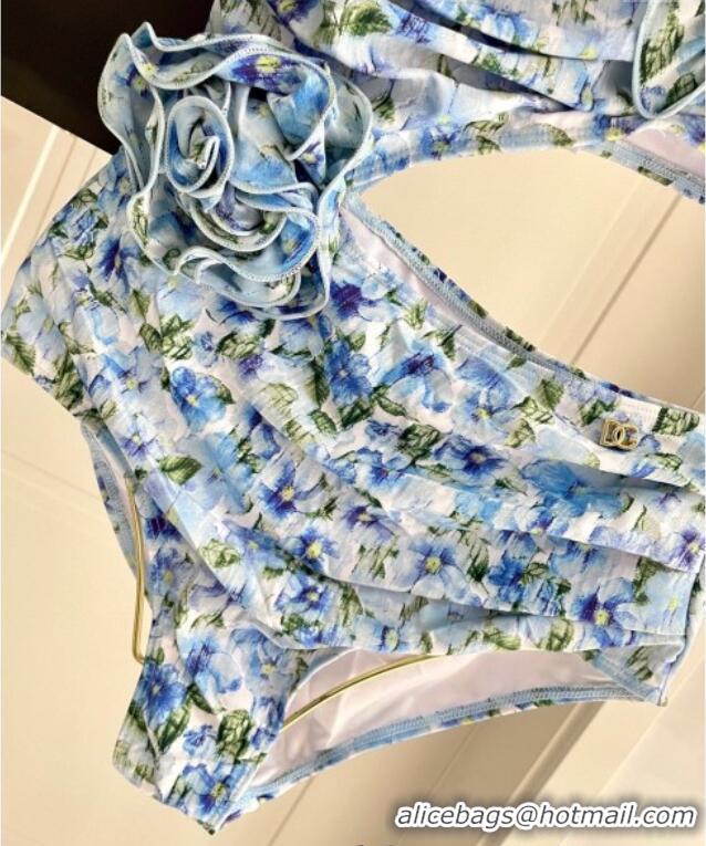 ​Low Cost Dolce & Gabbana One-Piece Swimwear with Bloom 0313 Blue 2025