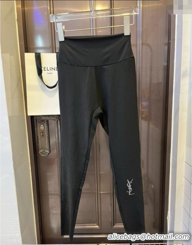 ​Luxury Cheap Saint Laurent Yoga Activewear Set with Strass 0314 Black 2025
