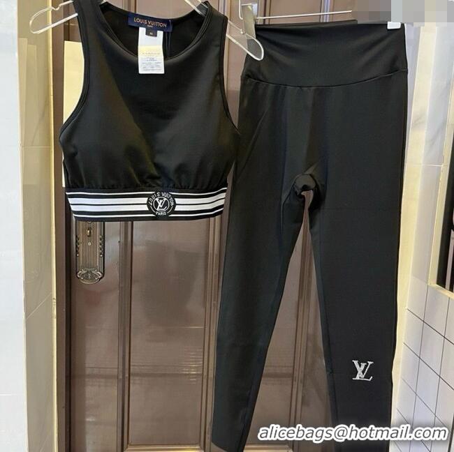 Best Product Louis Vuitton Yoga Activewear Set with Strass 0314 Black 2025