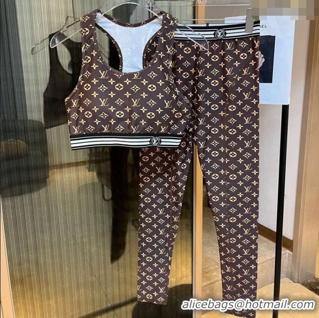 Affordable Price Louis Vuitton Yoga Activewear Set 0314 Brown 2025