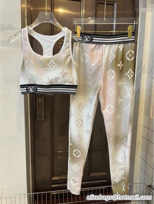 Top Grade Louis Vuitton Yoga Activewear Set 0314 Green Print 2025