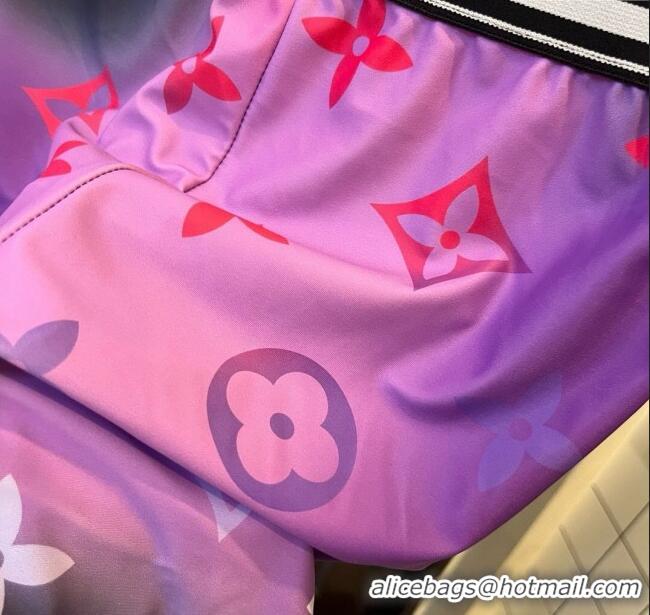 Top Grade Louis Vuitton Yoga Activewear Set 0314 Purple Print 2025