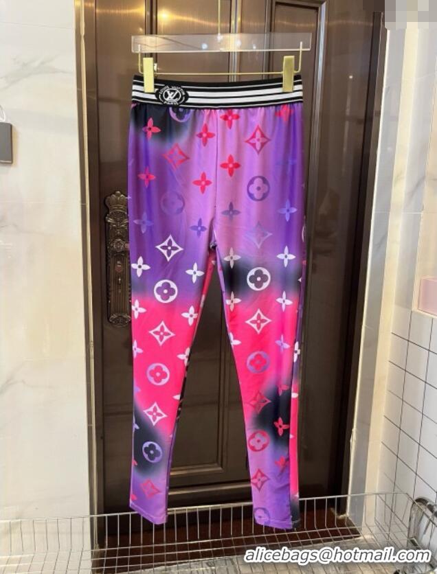 Top Grade Louis Vuitton Yoga Activewear Set 0314 Purple Print 2025