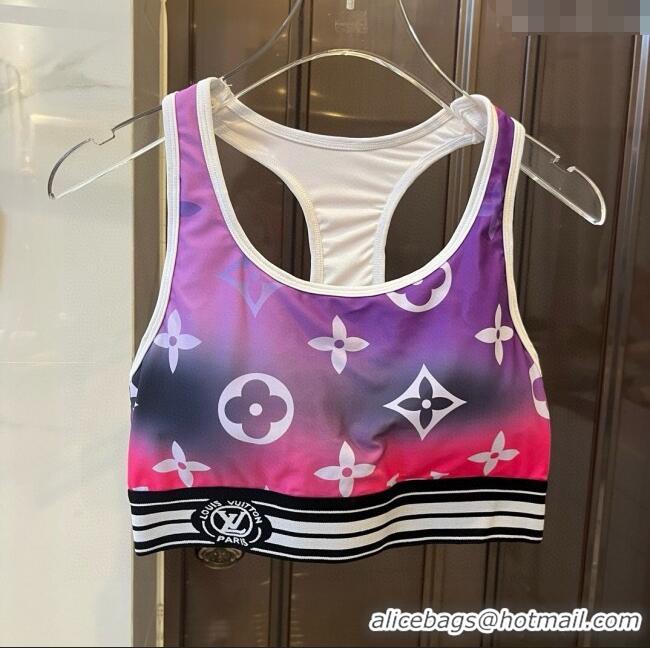 Top Grade Louis Vuitton Yoga Activewear Set 0314 Purple Print 2025