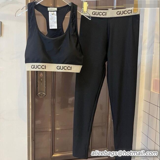 ​Top Grade Gucci Yoga Activewear Set 0314 Black/Beige 2025
