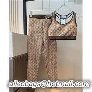 Best Grade Gucci Yoga Activewear Set 0314 Beige/Brown 2025