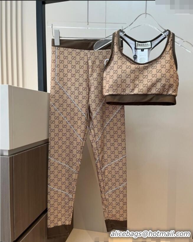 Best Grade Gucci Yoga Activewear Set 0314 Beige/Brown 2025
