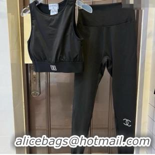 ​Cheap Price Chanel Yoga Activewear Set with Strass 0314 Black 2025