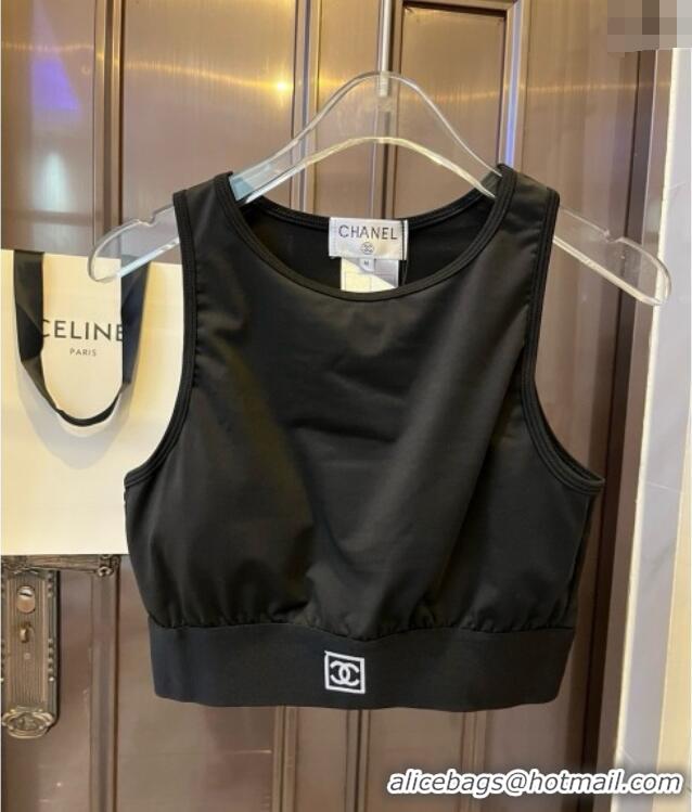 ​Cheap Price Chanel Yoga Activewear Set with Strass 0314 Black 2025
