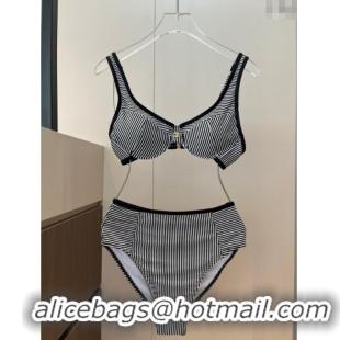Top Grade Chanel Striped Two-Pieces Swimwear 0314 Black 2025