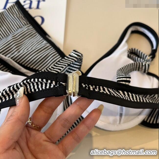 Top Grade Chanel Striped Two-Pieces Swimwear 0314 Black 2025